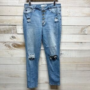 KanCan Jeans 11/29 Blue High‎ Rise Button Fly Skinny Distressed